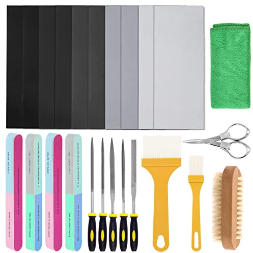 Swpeet 26 kit per levigatura e lucidatura in resina, tra cui 240 # 600 # 1000 # 2000 # 3000 # 5000 # carta sabbia, lima in resina, forbici, spazzola per pulizia in legno per lucidare la resina
