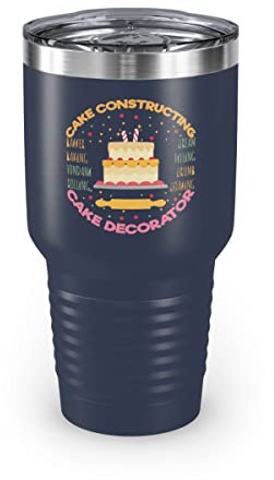 Teegarb Letter Blanket Becher aus Edelstahl, für Männer, Frauen, humorvolle Kuchen, Bauen, Köche, Gag, 850 ml, Marineblau