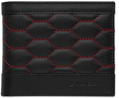 Audi 3152201200 Geldbörse Leder Herren Brieftasche RFID-Schutz Portemonnaie, schwarz/rot