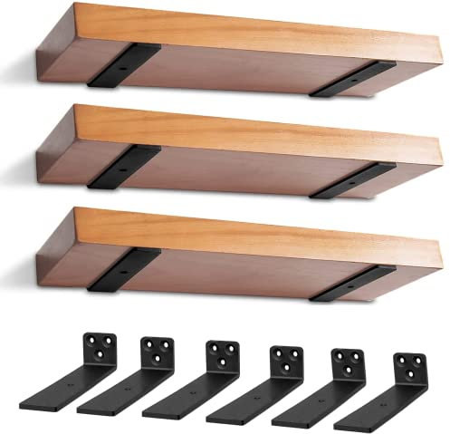 6 Stück Regalhalterung, Schwerlast Schwimmende Regalhalterungen für Wandanbringung DIY offenes | L-Eckstrebe Dekorative Regalhalterungen mit Schraube und Ankern
