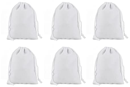 SHTGOI 6Pcs Samtbeutel 30 * 40cm Beutel Samt-Schmuckbeutel mit Kordelzug Langlebig Tunnelzug Samtsäckchen Süßigkeitenbeutel Geschenksäckchen für Weihnachten Party Hochzeitsgeschenke Weiss