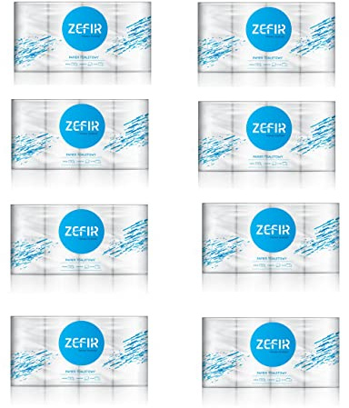 64 Rollen Toilettenpapier 3-lagig / 250 Blatt Zellstoff/Rollenlänge 27,5 m/(8x8 Rollen) Weiß