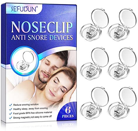 6 piezas Antirronquidos para Dormir, Dilatadores Nasales, Antirronquidos Nariz, Dilatadores Nasales de Silicona, Clip Silicona con Imán Mejora la Respiración para Dormir tranquilamente