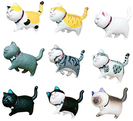 BESTonZON 3D Kühlschrankmagnet Katze 9 Stück Magnetische Aufkleber für Kühlschrank Whiteboard Dekoration Katzenform Multifunktional Hält Fotos und Notizen für Zuhause Büro Schließfächer Schwarz