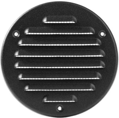 Vent Systems 100 mm / 3.94 Inch - Black Metal Vent Cover - Round Soffit Air Vent Louver - Grille Cover - Built-in Mesh Screen - HVAC Vents for Bathroom, Home Office, Kitchen