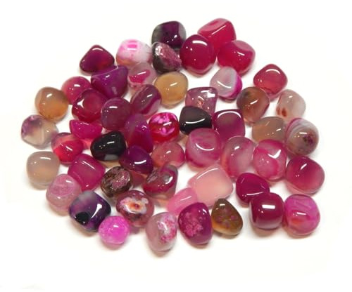 Perlin 50 stück Achat Edelsteine Halbedelsteine Perlen 9mm ~ 15mm Trommelsteine Edelstein Halbedelstein für Edelsteinspiel zur Schatzsuche und Dekoration (Pink)