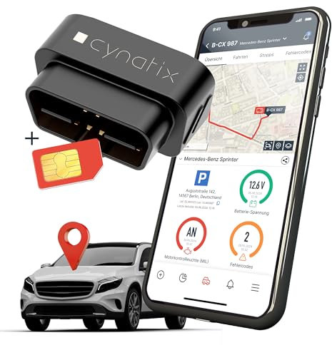 Cynatix GPS Tracker 2-Jahres-Komplettpaket ohne ABO für Auto, LKW, Transporter, Wohnmobil mit Echtzeit-Ortung Live Tracking inkl. SIM-Karte