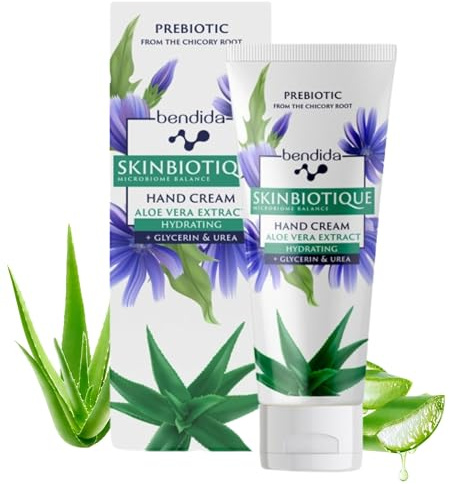 Bendida Skinbiotique Crema de manos con extracto de aloe vera + glicerina | Crema hidratante para piel áspera y dañada | Crema de cuidado suave para manos secas y piel estresada, 50 ml