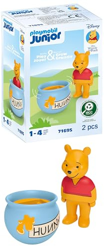 Playmobil 71695 Junior & Disney : Winnie l'ourson et culbuto Pot de Miel - avec Fonction rotative - Jouet fabriqué à partir de matière d'origine végétale - Dès 12 Mois
