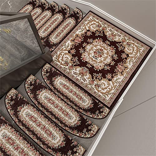SORVA Treppenstufen 5er-Pack, rutschfeste Treppenpolster, Treppenschutzteppiche mit selbstklebenden Stufenmatten, für Treppenböden im Innenbereich, braun, 24 x 75 cm + 3 cm