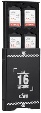 KIWIFOTOS Speicherkartenetui mit 16 Steckplätzen, ausziehbar, Aluminium, Organizer für Micro SD Kartenhalter für 8 SD und 8 Micro SD | Leuchtschale mit einzigartigem Push-Pop-Up-Design für schnelles Öffnen und sicheres Schließen, schlanke Größe, stoßfest