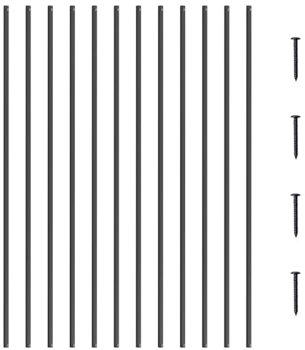 VEVOR Balustres en métal pour escalier, 1118 x 13 mm, tiges de rampe carrées en alliage d'aluminium, 31 balustres de pont avec vis, balustrade droite creuse classique, revêtement en poudre noir satiné