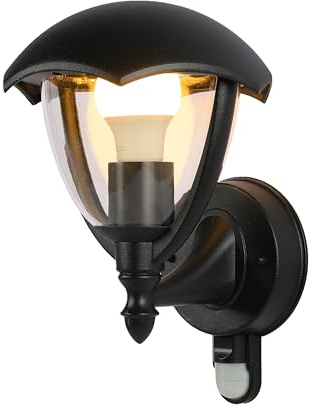 TEKLED Gardens Megan Outdoor Lantern Wall Light | E27 Compatible Lighting Fixture | Weatherproof Assurance IP44 | For Entryways Facades Porches Garages |with motion sensor | Upward (Bulb not Included)