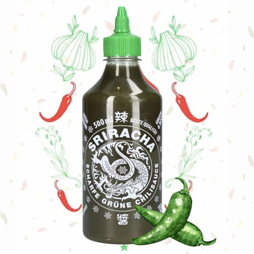 A-One Sriracha Lot de 12 sauces au piment vert 12 x 500 ml – Lot de 12 sauces au piment vert – Idéal pour les sushis, la gastronomie