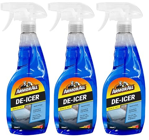 Armor All Fast Acting De-Icer, 3 x 750ml, Melts Ice Quickly, Effective down to -10°C, For Car Windows, Door Locks, Latches, Headlights