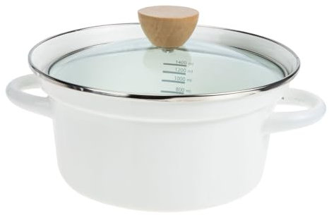 OFFSCH Petite marmite émaillée ramequins poêle marmites en terre cuite le potage sauter étain ustensile de cuisine pot cuisine marmites en émail marmite en émail binaural en bois blanche
