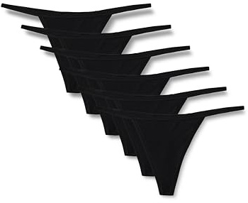 Amazon Essentials Damen Mikrofaser-Tangas (G-String & Hochtaillierter Tanga), 6er-Pack, Schwarz, 42