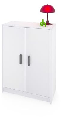 duehome | Mueble Zapatero Dos Puertas, Mueble Auxiliar, Acabado en Blanco, Medidas: 75 cm (Largo) x 101 cm (Alto) x 36 cm (Fondo)