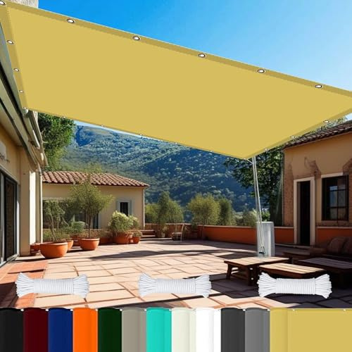 Sun Shade Sail Poles 4 x 7 m Pes Polyester,98% UV Block Shade Dispenser with Free Rope with Grommets Pes Shade Netting for Carport Swimming Plants, Cream Color
