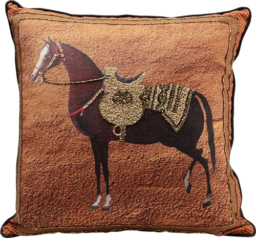 Kare Show Horse, Braun, 45x45 cm, Pferd-Motiv, Abnehmbarer Bezug mit Reißverschluss, Dekokissen inklusive Füllung