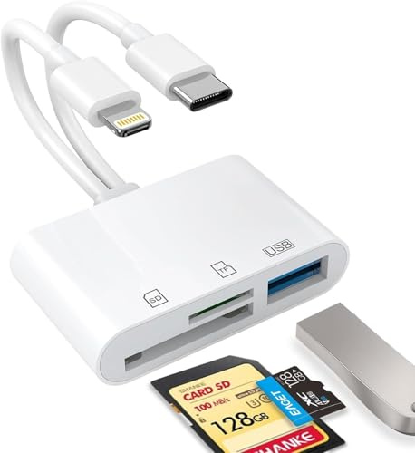 [Apple MFi Certified] SD Card Reader for iPhone iPad, Lightning and USB C Dual Port SD Card Adapter, FUHAYA Memory Card Reader for Camera Adapter, Support SD, Micro SD, USB 3.0, No App Driver Required