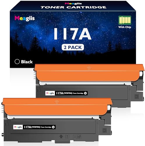 Meagiis 117A Schwarz W2070A Toner Kompatibel mit HP 117A Toner (2 Schwarz) | Kompatibel mit HP Color Laser 150nw, 179fnw, 178nw, 150a, 178nwg, 179fwg Toner; Mit Smart-Chip; Scharfer Text & Feine Details