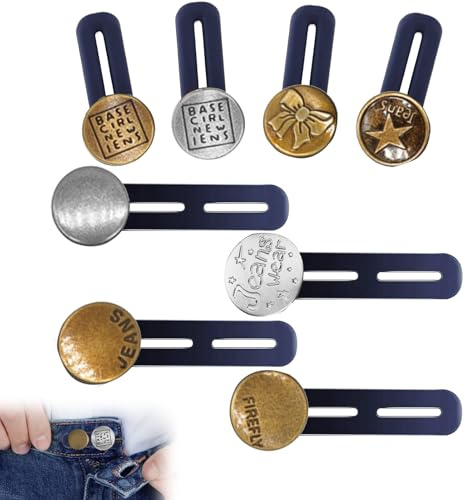 Huybaa 8PCS Hosenbunderweiterung Knopf, Hosenknopf Verlängerung für Jeans, Elastische Taillen Extender für Damen und Herren