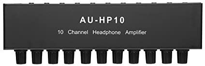 Fozriybefy AU-HP10 Amplificateur de Casque StéRéO 10 Canaux Audio PréAmplificateur 1 EntréE 10 Sorties ContrôLe IndéPendant NJM4556A DC12-24V