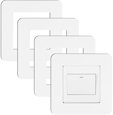 JJWNMLL 4Pcs Light Switch Cover Plate,White Light Switch Surround-3.38Inch | Surround Single Light Switch Cover,Switch Sticker Cover,For Home Wall Switch Decoration