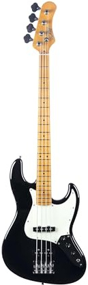 EKO GUITARS – JB‑401 E-Bass, Korpus aus Paulownia, Hals aus amerikanischem Ahorn, Griffbrett aus Ahorn mit 21 Bünden, 2 JB Single-Coil Pickups, Vintage-Stege, Mensur 868 mm, Farbe Schwarz