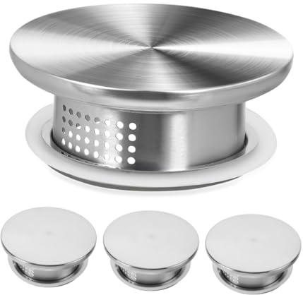 LIFKOME 4 Stück-Pack Edelstahl Leckabdeckung für Wasserkrug Spritzwassergeschützte und Auslaufsichere Karaffe Deckel Elegantes Minimalistisches Design für Restaurant und Haushalt