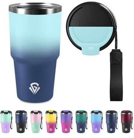 Taza Térmica 600ml 20oz, Vaso Termo Cafe para llevar 304, Botella Agua Acero Inoxidable, Doble Pared Vaso Termico, Termo Café Hermética al Vacío con Tapa para Viaje, Gimnasio, Oficina, Correr