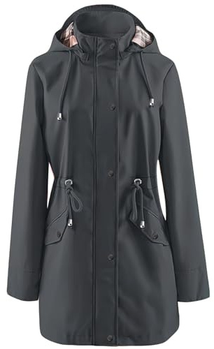 MJGkhiy Giacca Impermeabile Donna Leggera Lunga Giacca a Vento Pioggia Trekking Trench Antipioggia Con Cappuccio Sportivo Antivento Giacche Taglie Forti Corsa Giubbotto Viaggio Raincoat Campeggio