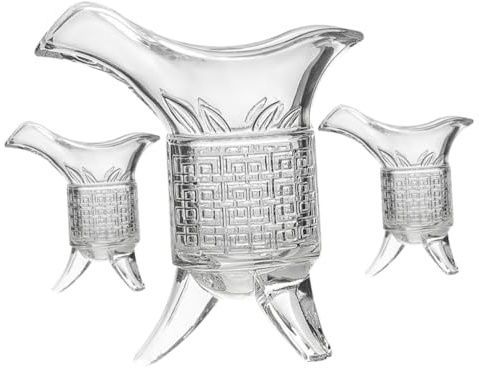 FUNNETOYU Retro Glass Wine Decanter and Vintage Style Household Glass Wine Cup Set 3pcs Small 10ml Emperor Style Whisky Glasses 120ml for Home and Hotel Use