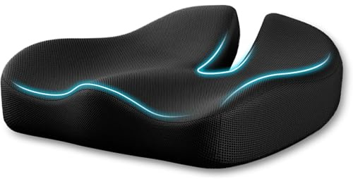 Diaxilu Sitzkissen Orthopädisch Hochwertiger Memory-Schaum Sitzkissen, Ergonomisches Sitzpolster für Bürostuhl, Autositz & Rollstuhl - Stress Abbauen, Ischias und Erhöht Sitzkomfort (Schwarz)