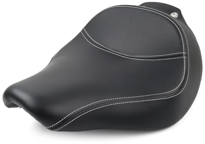 GXJ001 Motorbike Driver Solo Motorcycle Front Seat Butt Bucket Pad Saddle Bracket Cushion 1pc for FLSTF Fat Boy 2007-17 Leather Black and White Line