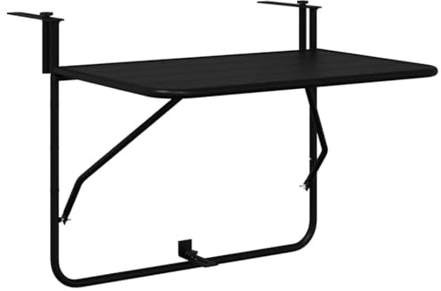 Nqyjm Tavolo da pranzo da esterno, tavolo sospeso da balcone, nero, 60 x 39 x 65 cm, in acciaio, per giardino, spiaggia, balcone, terrazza, campeggio