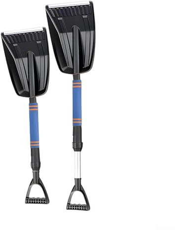Pala da neve regolabile, 71-86 cm, leggera in lega di alluminio ABS, paletta per ghiaccio per vialetti, giardini, marciapiedi, campeggio (blu)