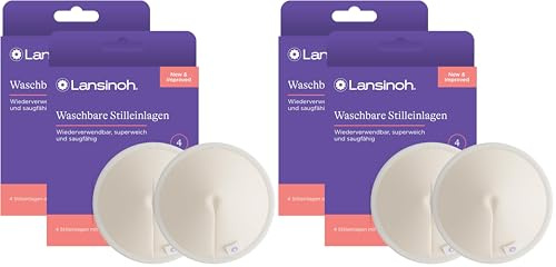 Lansinoh Waschbare Stilleinlagen - 8 Stück inkl. Wäschenetz - ultrasaugfähig - superweiche Innenseite aus BIO Bambus - wiederverwendbar & umweltfreundlich (Packung mit 2)