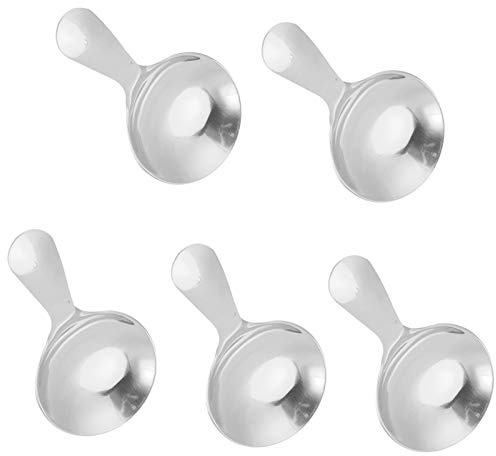 SIXRUN Cucchiaio da Dolcetto in Acciaio Inox, Mini Cucchiaio da Dessert, Set da 5, in Acciaio Inox 304, con Bordi Arrotondati Lucidi, Facile da Pulire, per Gelato, tè, Yogurt, Bambini e domestica.