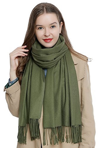 DonDon Schal Damen Winter Wollschal Winterschal warm weich 185 x 65 cm grün