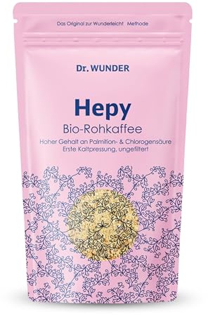 Dr. Wunder® Café HEPY 250g: calidad orgánica, sur de la India | Café verde especial, molido | alto contenido en cafeína, ácido palmítico y clorogénico | también adecuado para enema de café