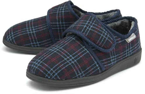 DUNLOP Mens Rip Tape Fastening Slippers Easy Close Size UK 7-12 | Comfy Memory Foam Hard Wearing Sole House Shoes