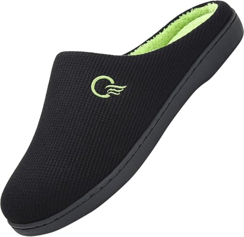Mishansha Chausson Hommes Femmes Doux Confortable Hiver Pantoufles Mousse Mémoire Peluche Chaud Chaussons Maison Chaussures Antidérapantes Slippers Chaussures D'intérieur, Schwarz 44/45 EU