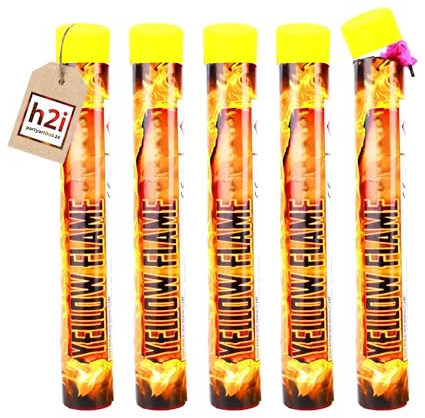 h2i Bengalo - Bengalfeuer | 5 St. | Gelb | 40 s | Kraftvolle Handfackel für spektakuläre Lichteffekte | Leuchtfackel & Lanzenlicht mit Heller Flamme & Rauch | Ideal für Partys & Events | Kat F1
