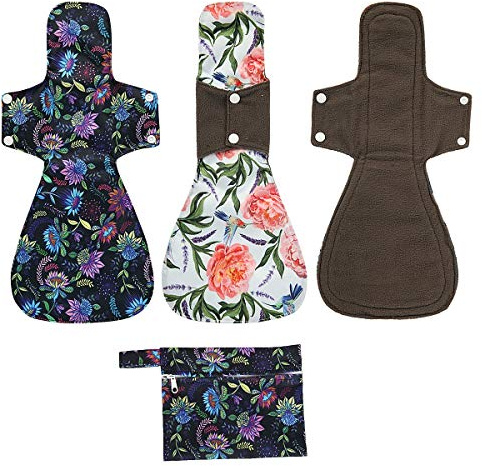 ReUseLife Washable Cloth Menstrual Pads/Mama Cloth/Reusable Sanitary Pads (Colorful Flower, 16 inch/Overnight)