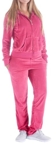 LeeHanTon Sweat Suits for Women Set Comfortable Sweat Outfits Workout Suit Zip Velour Hoodie and Jogger Sport Suit