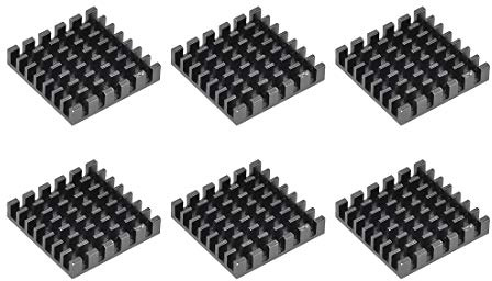 sourcing map 5x25x25mm Black Aluminum Heatsink Thermal Adhesive Pad Cooler for Cooling 3D Printers 6Pcs