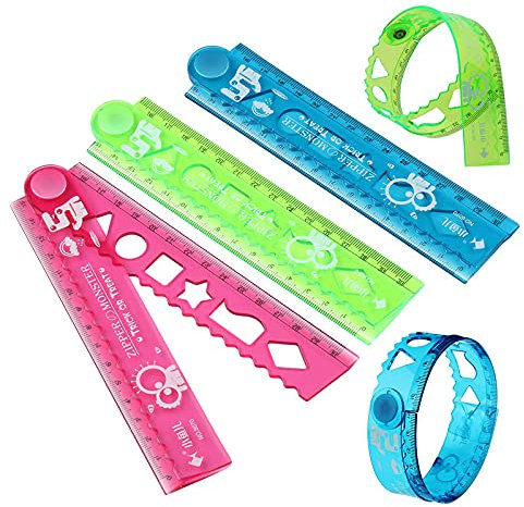 3 Stücke Kunststoff Faltlineal Lineal 30 cm Biegsam Flexibles Kunststoff Lineal für Schüler Stationäre Studenten Kinder, Multifunktional, für Büro, Schule Lernen, Zeichnen, Klar 3 Farben