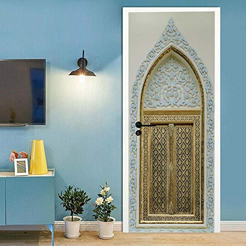 Türtapete Selbstklebend 3d 77x200cm marokkanischer Stil Türposter Fototapete Poster Tapete PVC Türaufkleber DIY Türbild für Innentüren, Schlafzimmer Wohnzimmer kinderzimmer Toilette